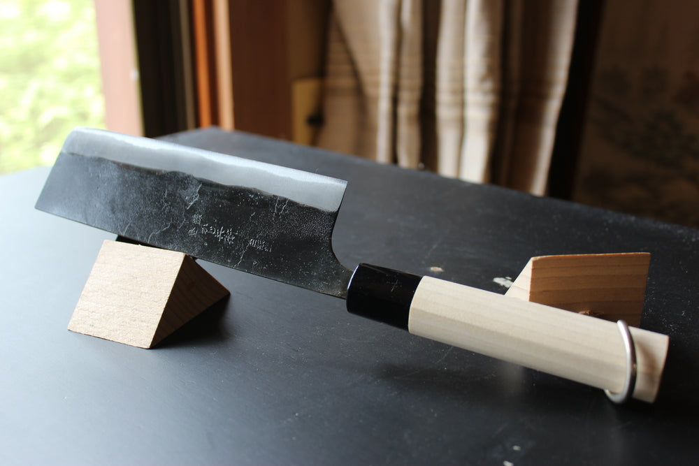 Kajibee kurouchi white steel 2 core Nakiri knife 165 mm Magnolia handle