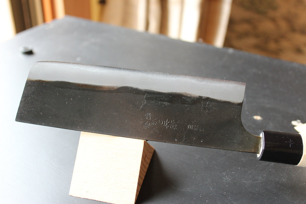 Kajibee kurouchi white steel 2 core Nakiri knife 165 mm Magnolia handle