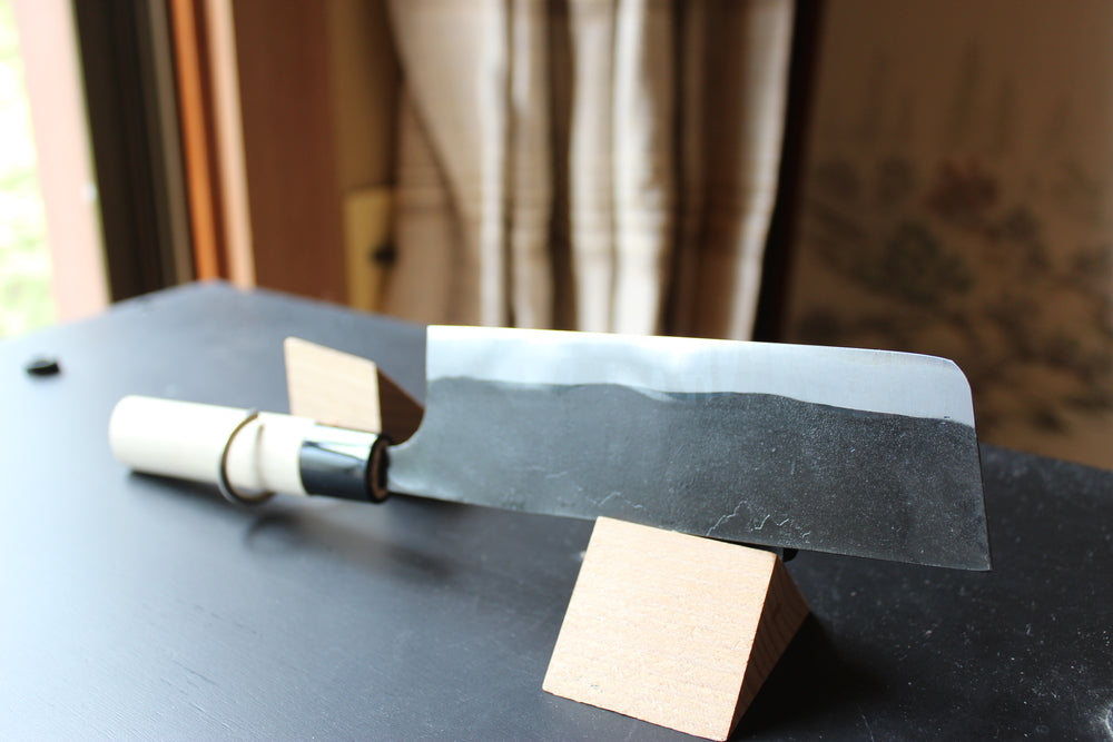 Kajibee kurouchi white steel 2 core Nakiri knife 165 mm Magnolia handle