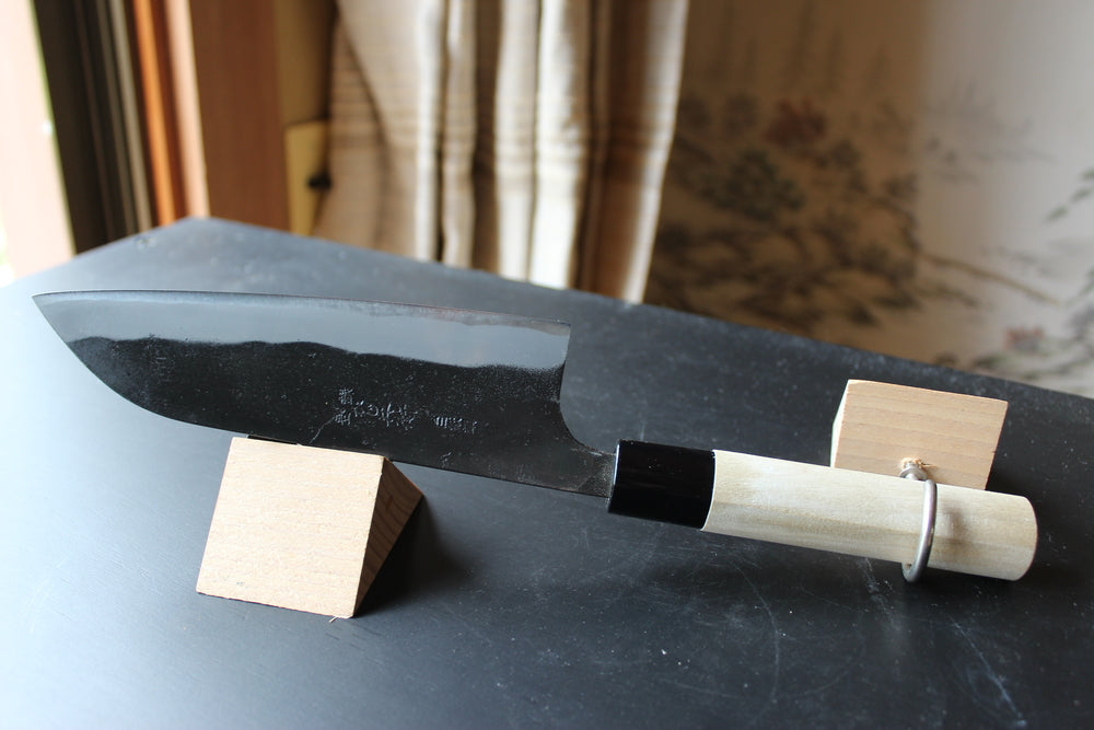 Kajibee kurouchi white steel 2 core Santoku knife 165 mm Magnolia handle