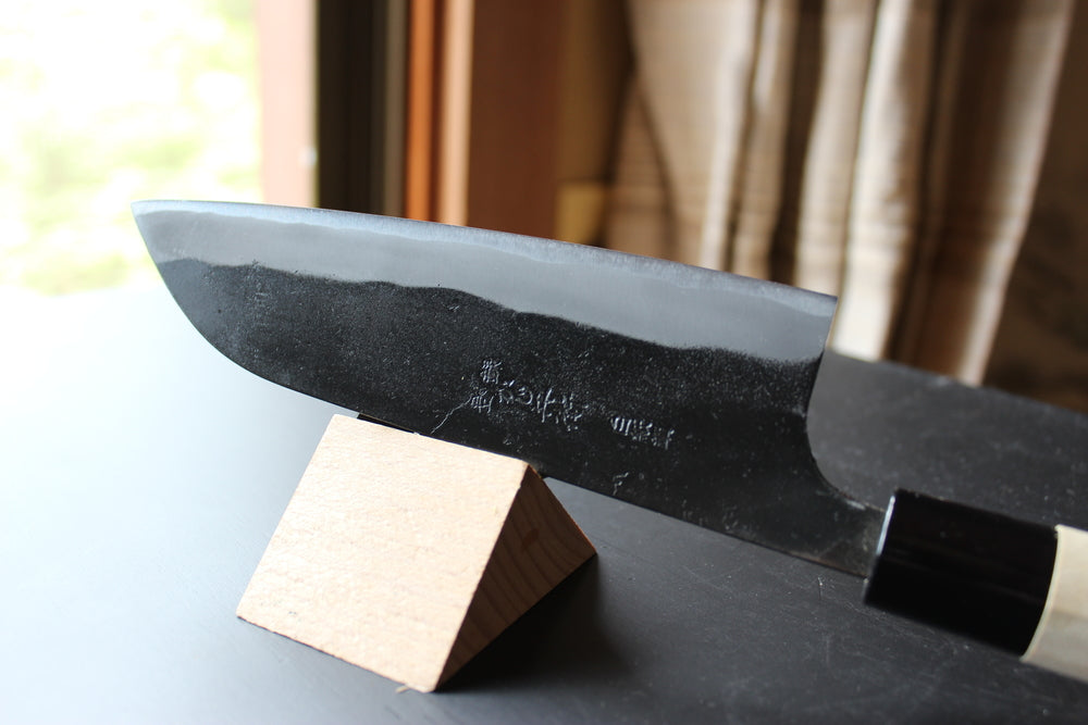 Kajibee kurouchi white steel 2 core Santoku knife 165 mm Magnolia handle