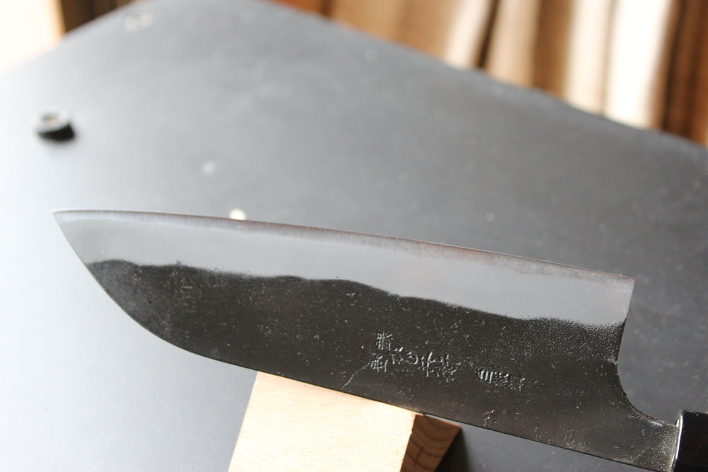Kajibee kurouchi white steel 2 core Santoku knife 165 mm Magnolia handle