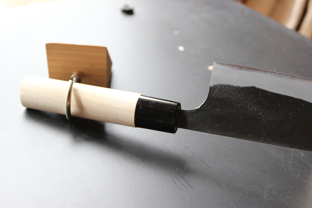 Kajibee kurouchi white steel 2 core Santoku knife 165 mm Magnolia handle