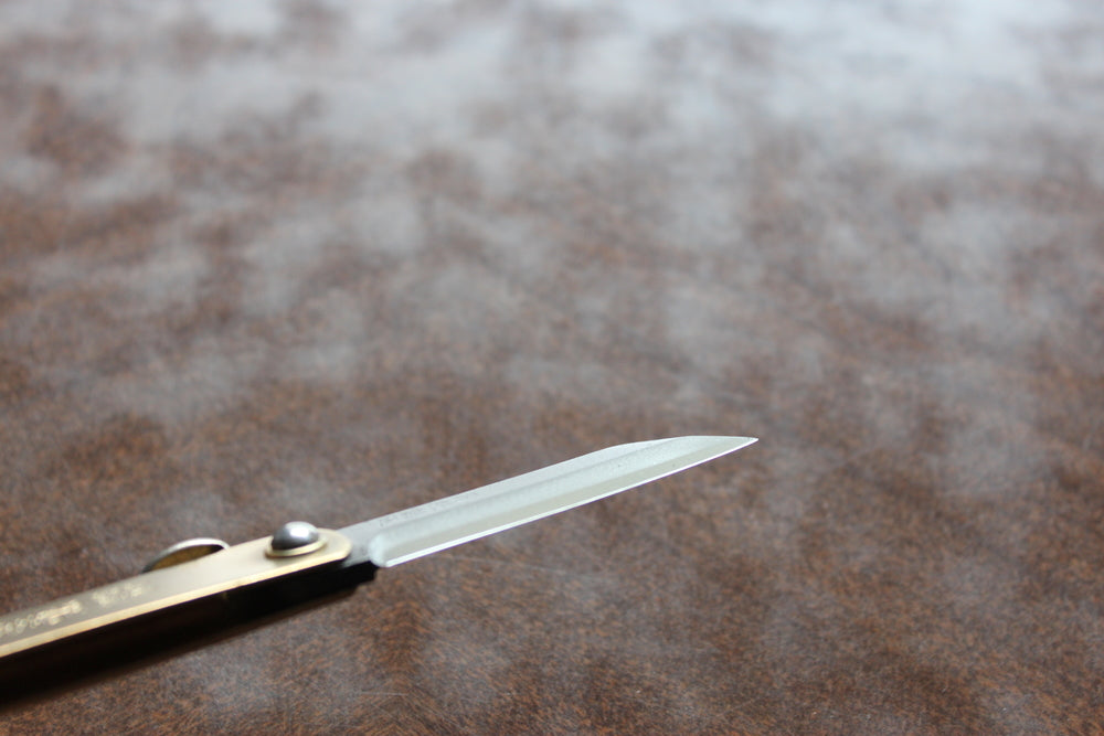 Higonokami folding knife Aogami warikomi pocket size 50mm with brown holder US stock