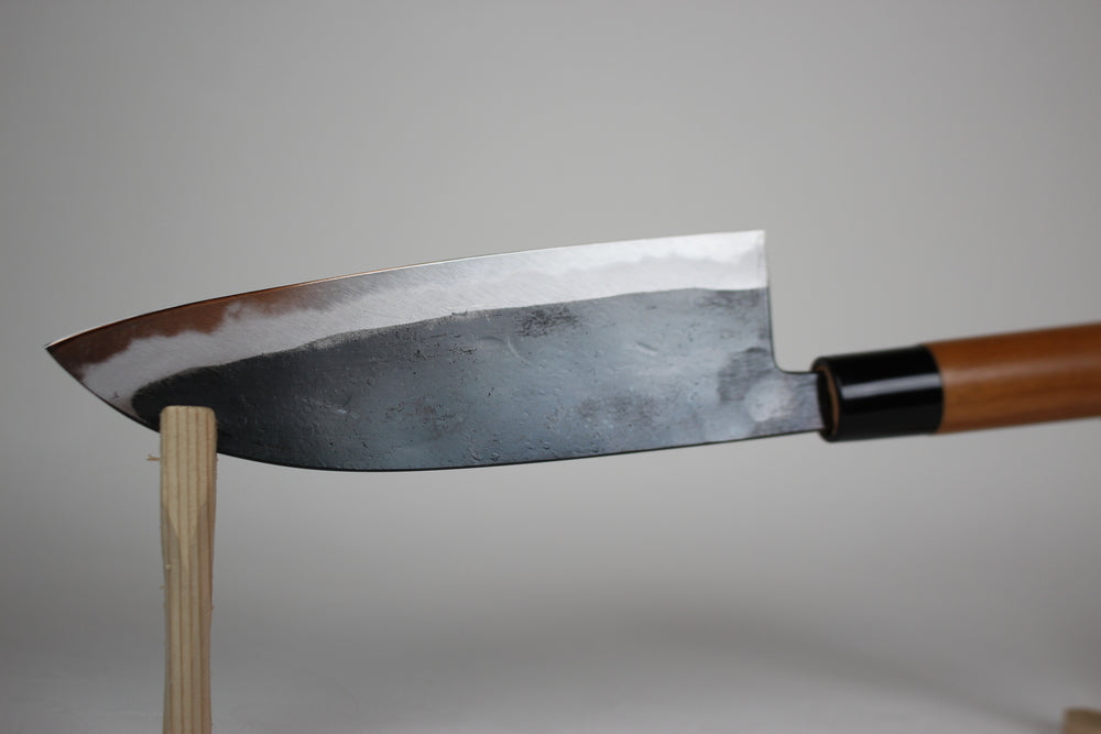 Daisuke Nishida white 1 Santoku knife 180 mm Kurouchi hand forge welding