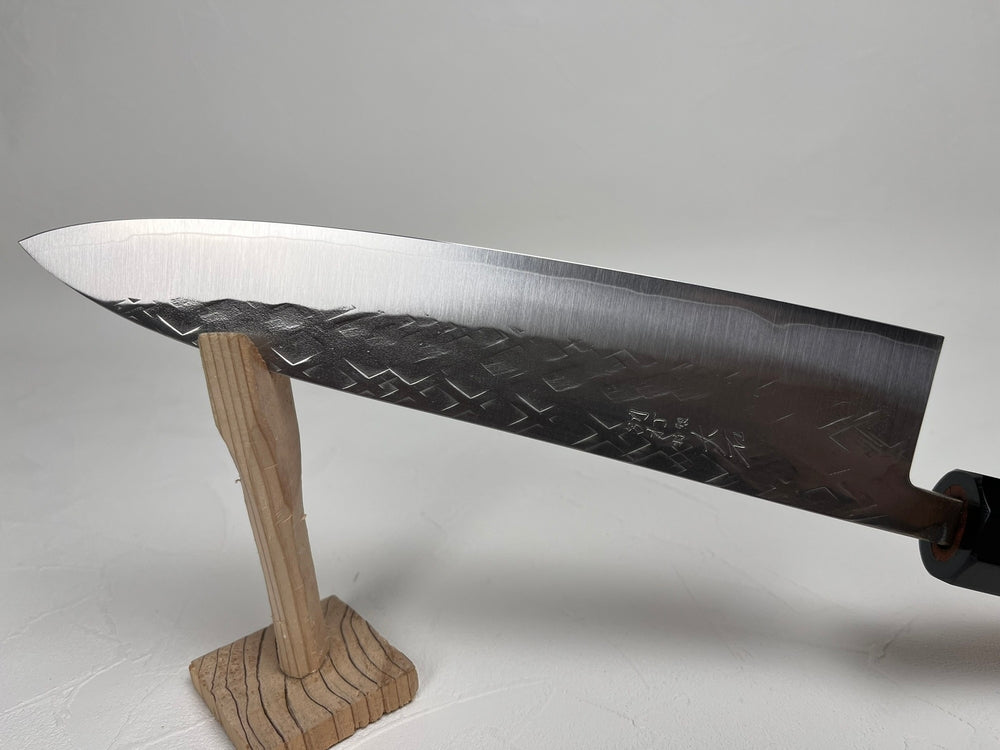 Ohishi Tadafusa SLD X hammered tsuchime Migaki Gyuto 210 mm red wood octagon handle