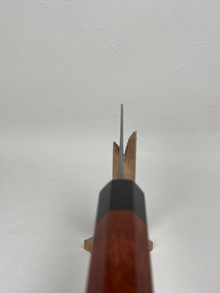 Ohishi Tadafusa SLD X hammered tsuchime Migaki Gyuto 210 mm red wood octagon handle