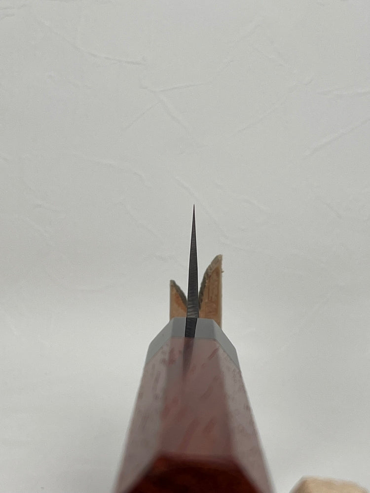 Ohishi Tadafusa SLD X hammered tsuchime Migaki Gyuto 210 mm red wood octagon handle