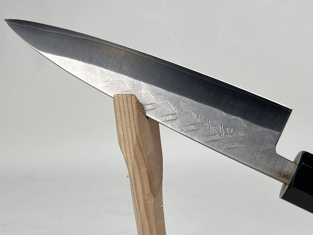 Ohishi Tadafusa SLD X hammered tsuchime Migaki petty knife 135 mm burnt chestnut octagon handle