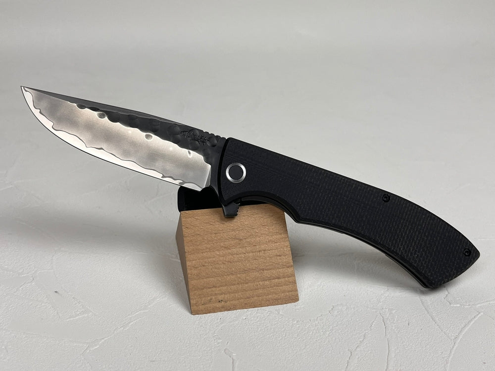 Nigara SG2 kurouchi tsuchime folding knife 96 mm edge length Micarta handle