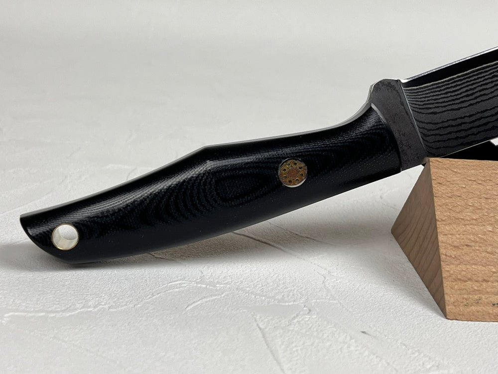 Nigara VG XEOS Damascus outdoor knife with leather sheath