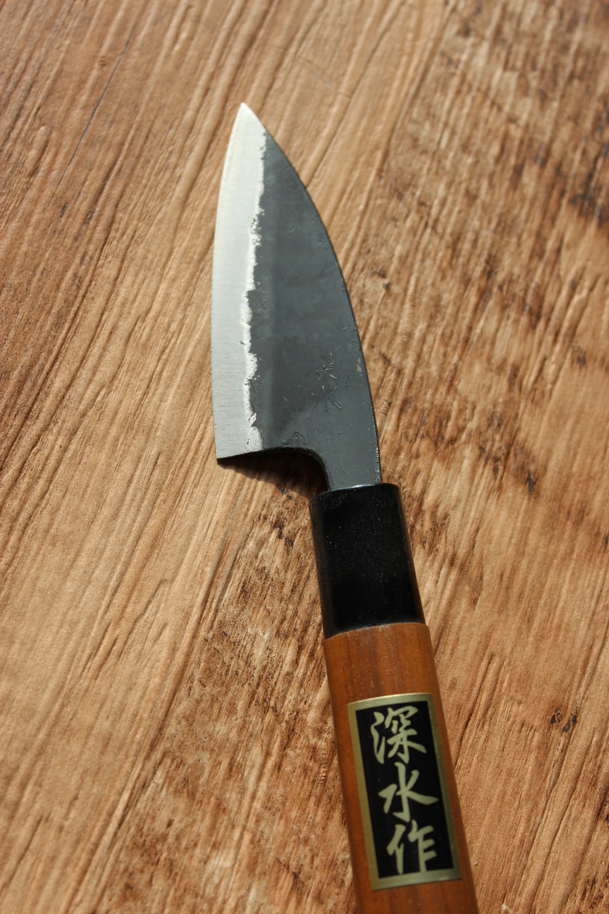 Blue steel 2 Kurouchi Small fish fillet knife: 85 mm, 3.4 inch Sakura handle