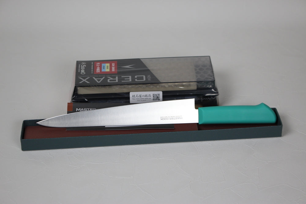 Suehiro CR-3800 with Kataoka master cook slicer 240 mm green handle