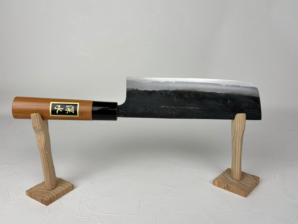 Fukamizu Blue steel 2 Nakiri knife vegetable cutting Kurouchi knife Sakura wood handle