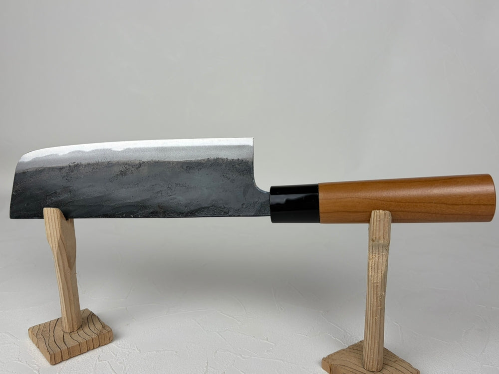 Fukamizu Blue steel 2 Nakiri knife vegetable cutting Kurouchi knife Sakura wood handle