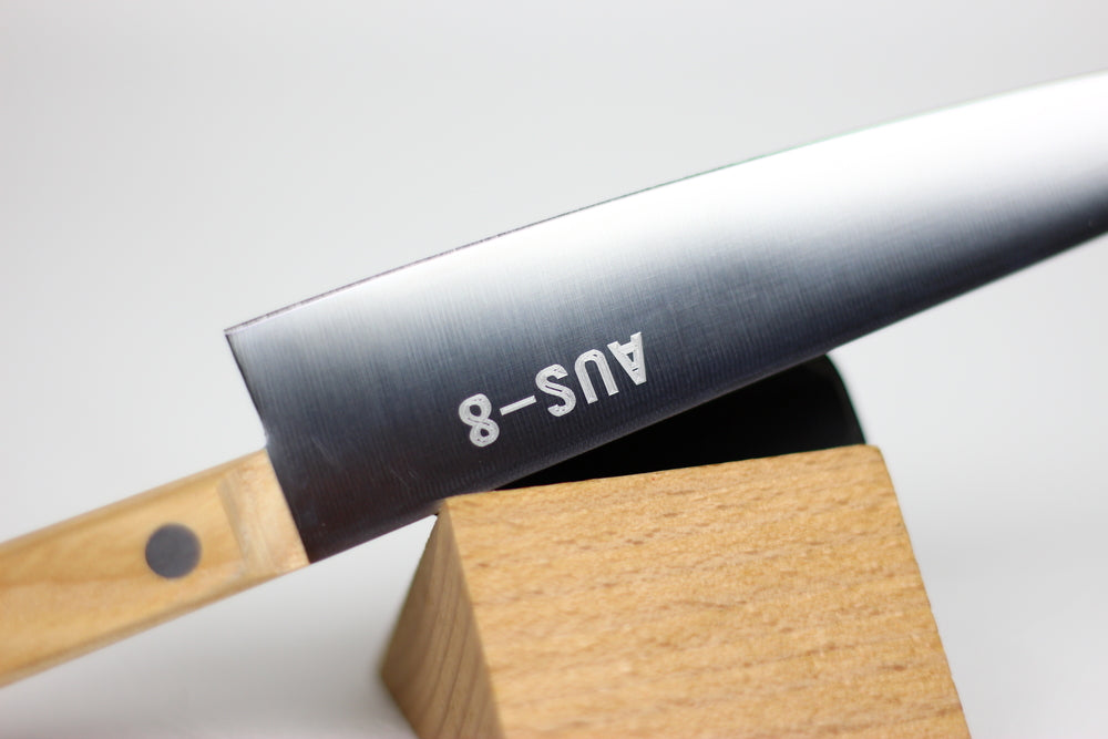 Yasunori AUS8 stainless steel petty knife 140 mm White Ash western slim handle