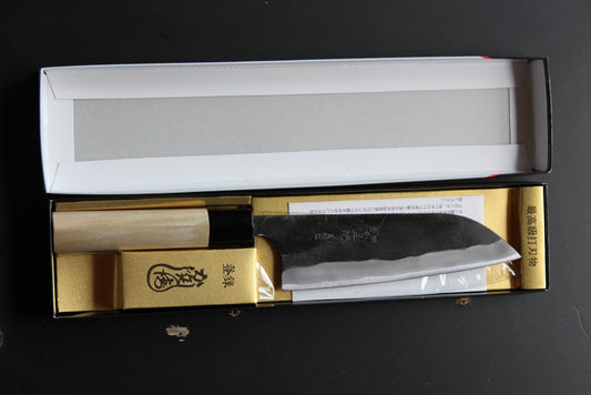 Kajibee kurouchi white steel 2 core Santoku knife 165 mm Magnolia handle