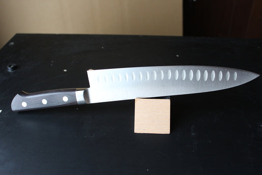 Fujiwara kanefusa 240 mm Molybdenum steel dimple Chefs knife Black Handle US stock