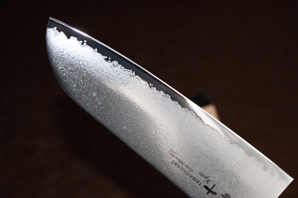 Kyoto Tamahagane 63 layer Damascus Molybdenum steel Santoku knife 175 mm US stock