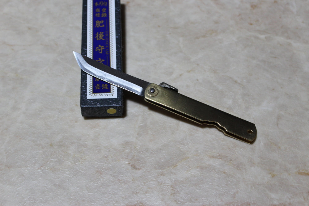 Higonokami Folding pocket knife sword type brass gold handle US stock