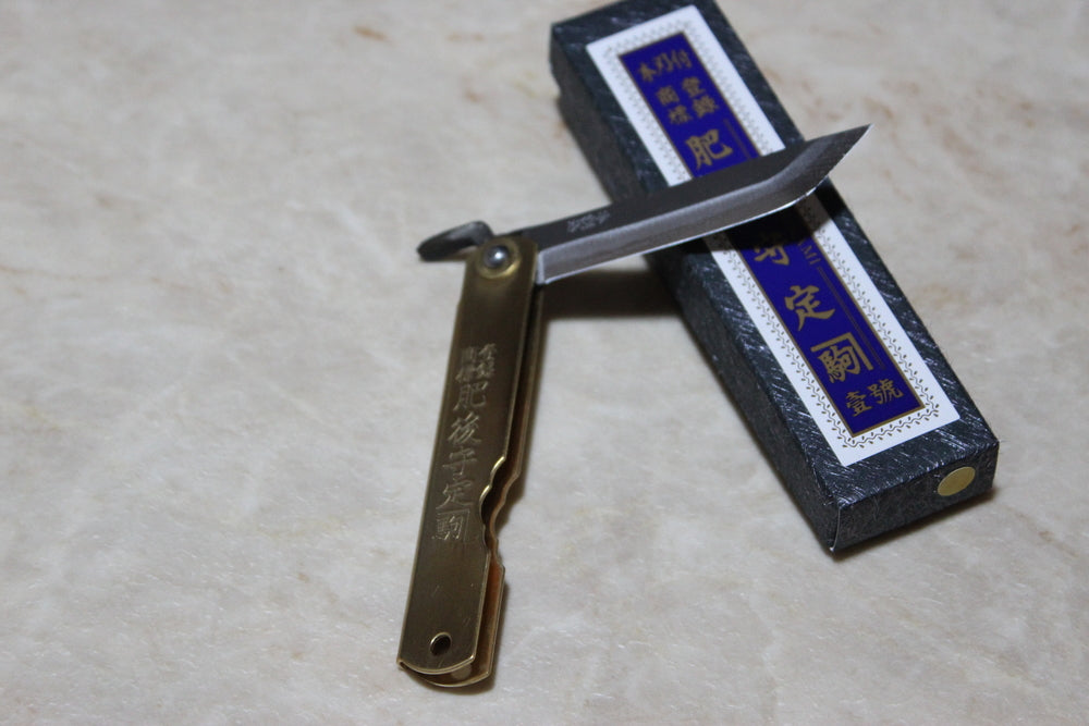 Higonokami Folding pocket knife sword type brass gold handle US stock