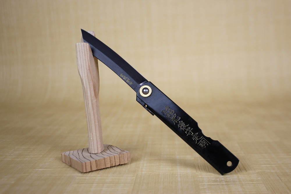 Higonokami Folding Knife Aogami warikomi Large 75 mm All Black – Excellent Tools from Japan