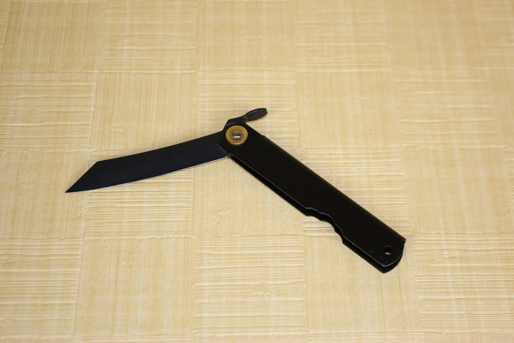 Higonokami Folding Knife Aogami warikomi Large 75 mm All Black