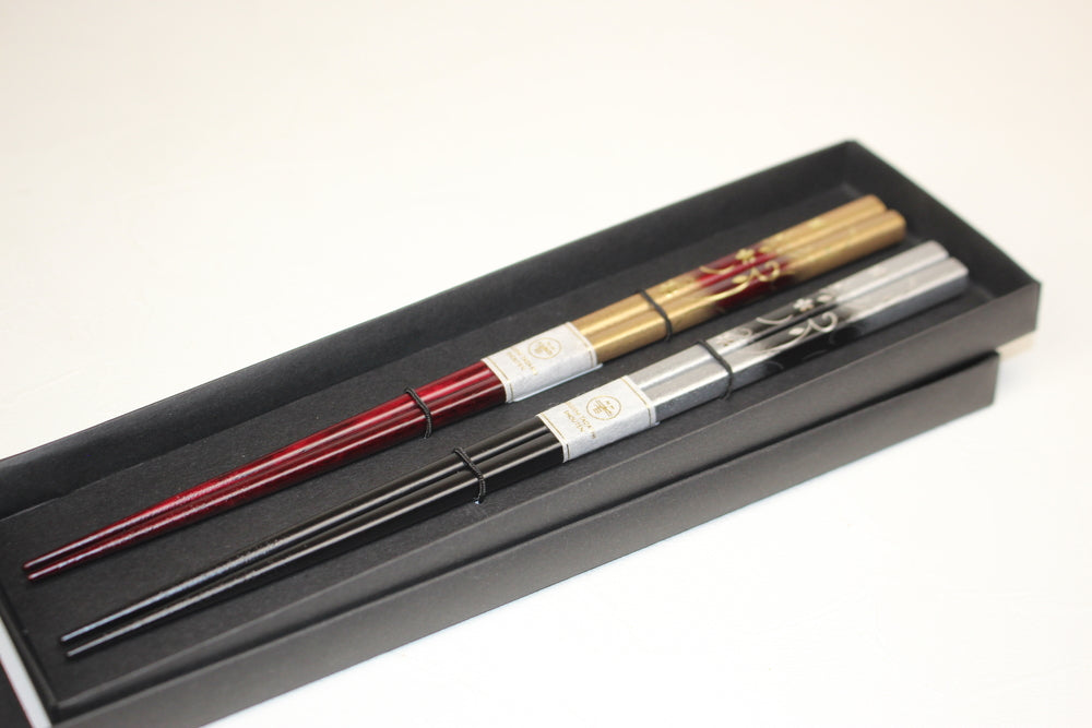 Luxurious Japanese chopsticks Gold Red & Silver Black Dishwash safe 23 cm