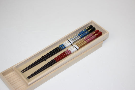 Luxurious Japanese chopsticks Blue & Red Sakura Dishwash safe 23 cm