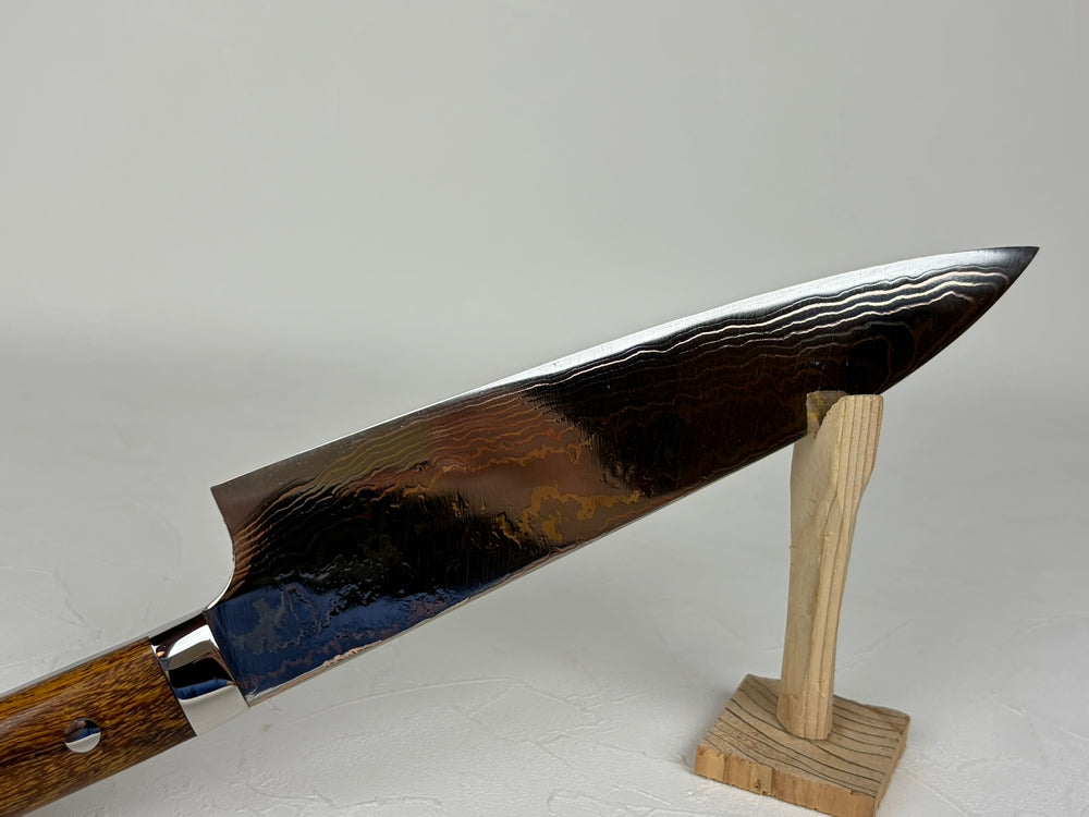 Takeshi Saji Blue 2 core Rainbow Damascus Chef knife 210mm Ironwood Handle