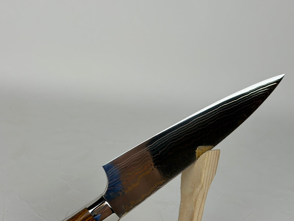Takeshi Saji Blue 2 core Rainbow Damascus Petty knife 135mm Ironwood Handle