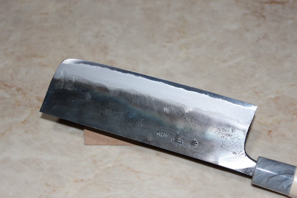 Japanese Kurouchi Nakiri knife white 1 steel 165 mm magnolia handle Tsukasa