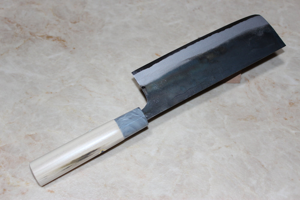 Japanese Kurouchi Nakiri knife white 1 steel 165 mm magnolia handle Tsukasa
