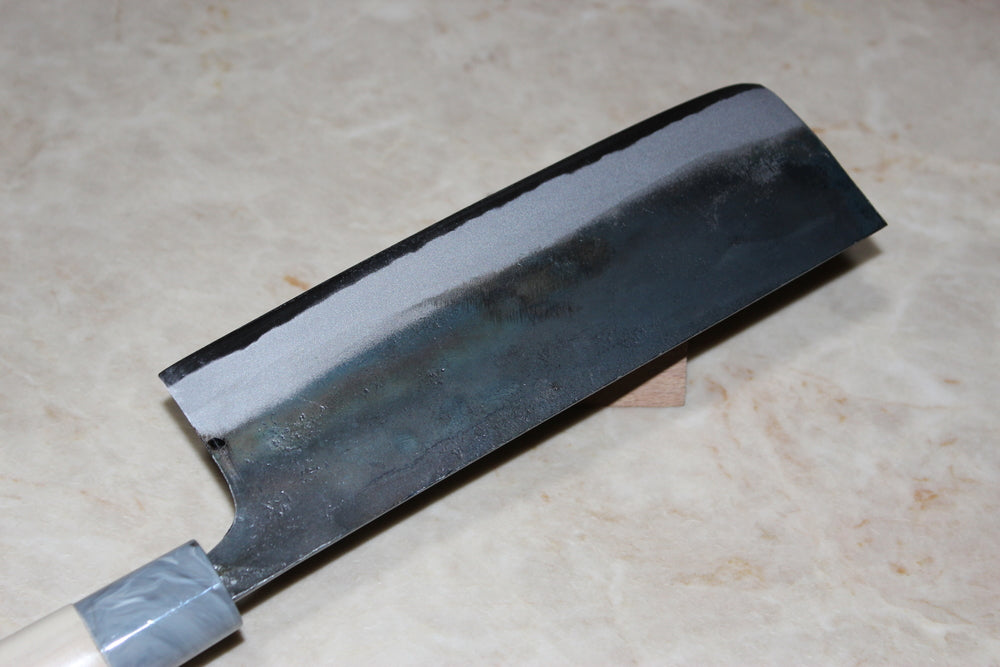 Japanese Kurouchi Nakiri knife white 1 steel 165 mm magnolia handle Tsukasa