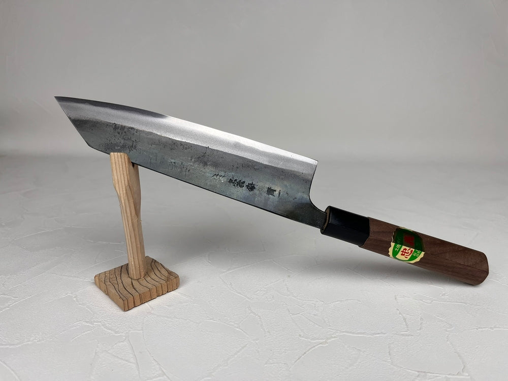 Tadayoshi Blue 1 180 mm Kurouchi Bunka knife walnut Shinogi handle
