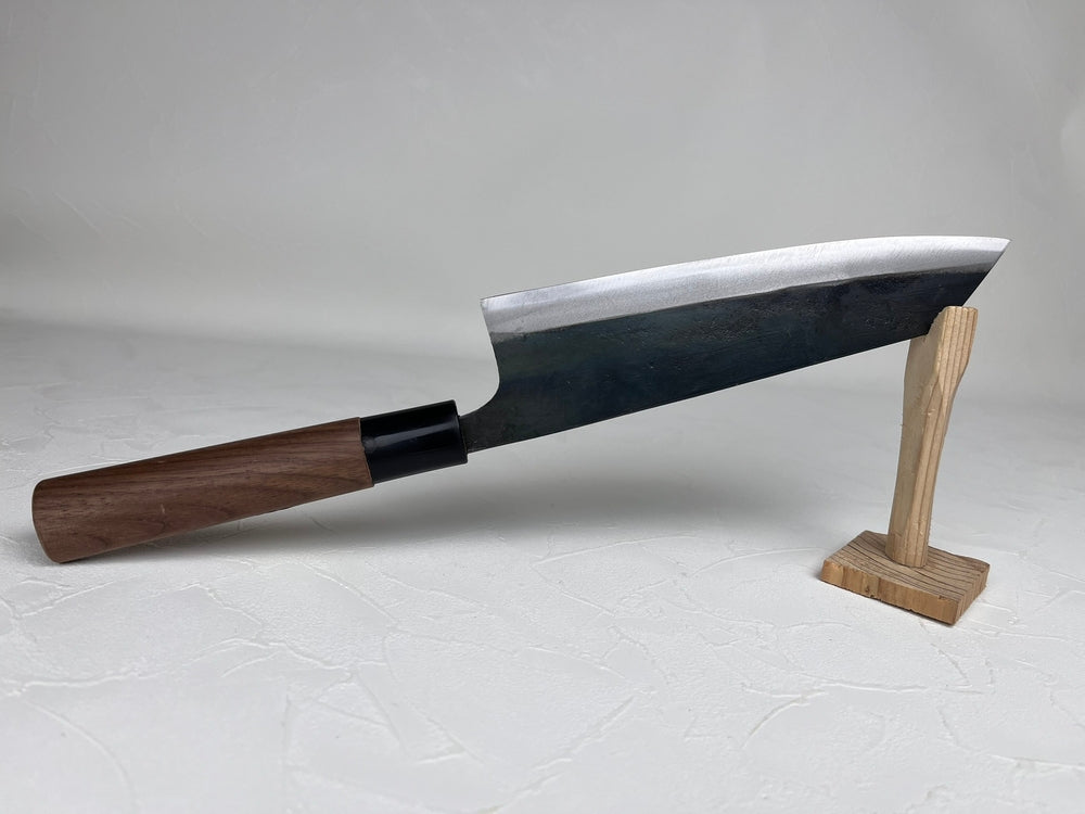 Tadayoshi Blue 1 180 mm Kurouchi Bunka knife walnut Shinogi handle