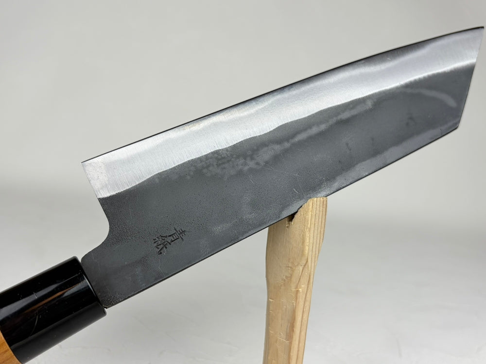 Kyusakichi Blue 2 core iron clad Bunka knife 190 mm zelkova handle