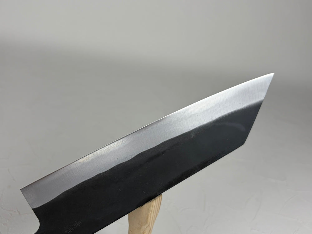Kyusakichi Blue 2 core iron clad Bunka knife 190 mm zelkova handle