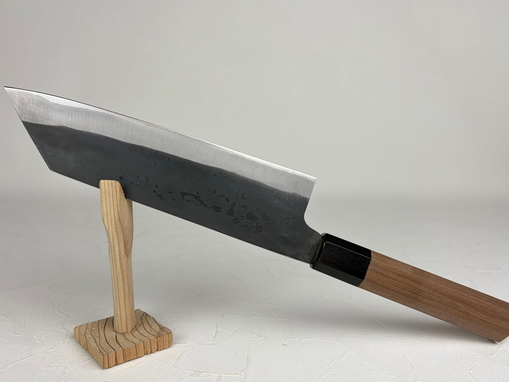 Kyusakichi Blue 1 core stainless steel clad Bunka knife 190 mm walnut handle