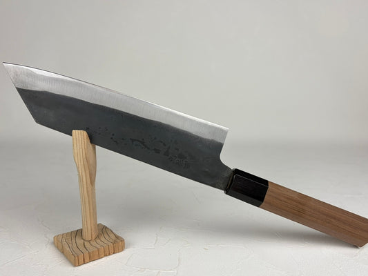 Kyusakichi Blue 1 core stainless steel clad Bunka knife 190 mm walnut handle