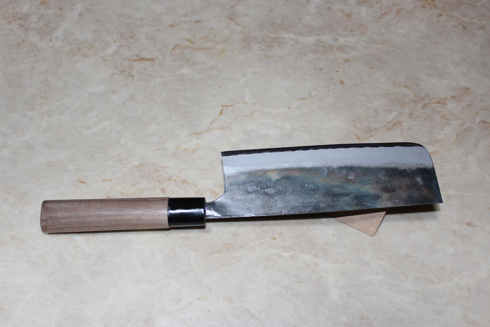 Japanese Kurouchi Nakiri knife blue 1 steel 165 mm chestnut handle Tadayoshi