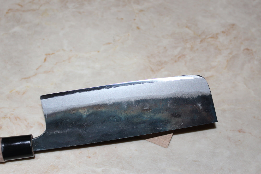 Japanese Kurouchi Nakiri knife blue 1 steel 165 mm chestnut handle Tadayoshi