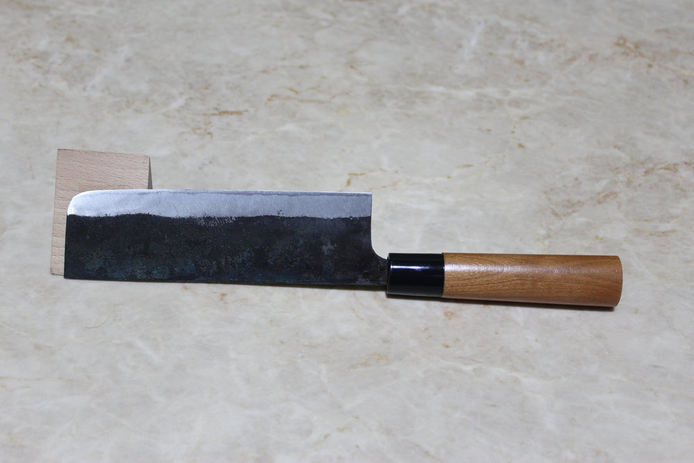 Fukamizu Blue steel 2 Nakiri knife vegetable cutting Kurouchi knife Sakura wood handle