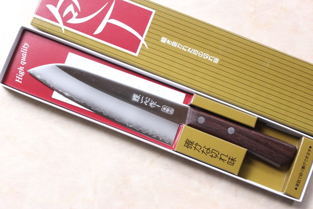 Seki Kanetsugu AUS8 stainless steel Miyabi Isshin Santoku knife 170 mm